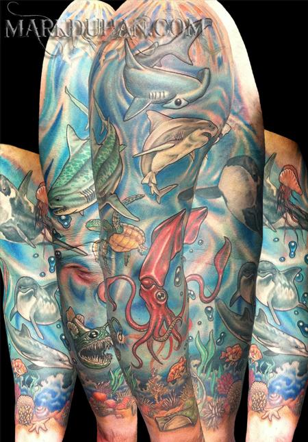 Tattoos - UNDERWATER OCEAN SLEEVE - 60906